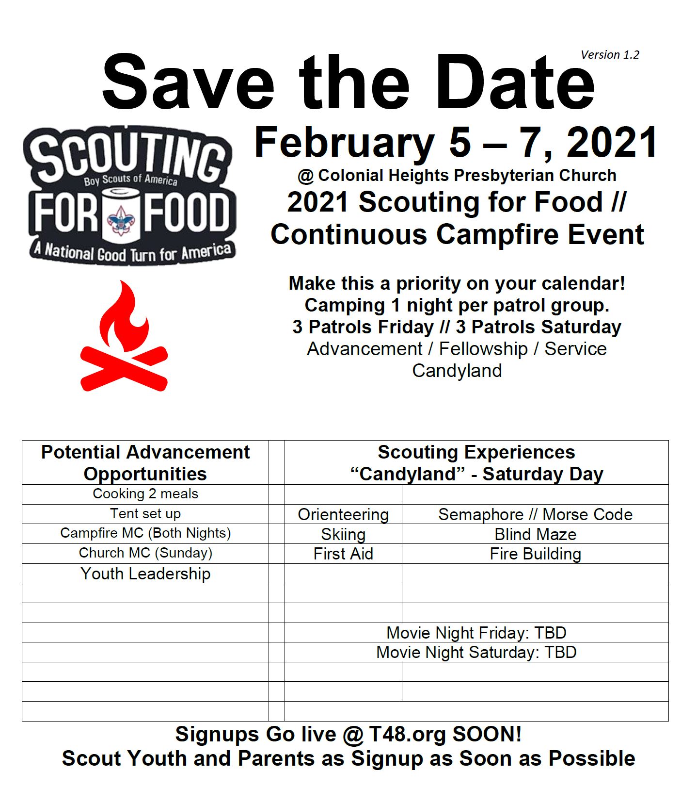 2021 Scouting for Food // Continuous Campfire Event